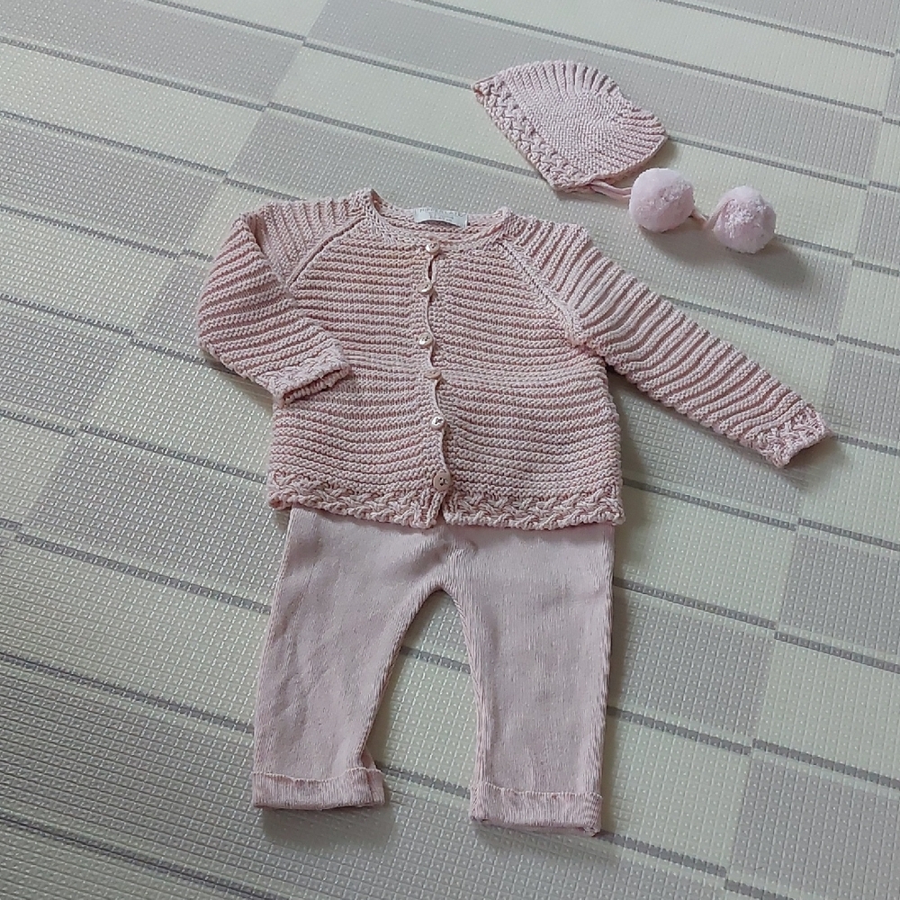Pink Knitted Kids Matching Set